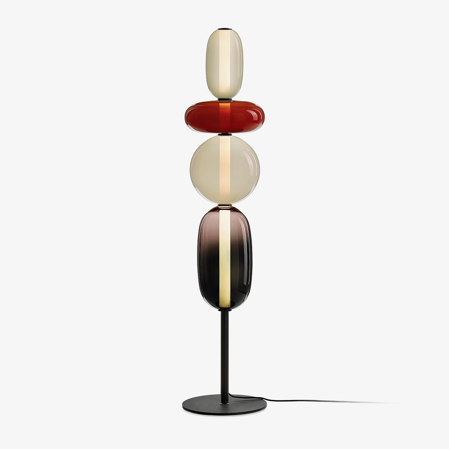 Handgeblazen Glazen Vloerlamp met Artistieke Glasclusters – Decoratief Stijlicoon met Geïntegreerde LED – Verkrijgbaar in Twee Hoogtes | Sansoti