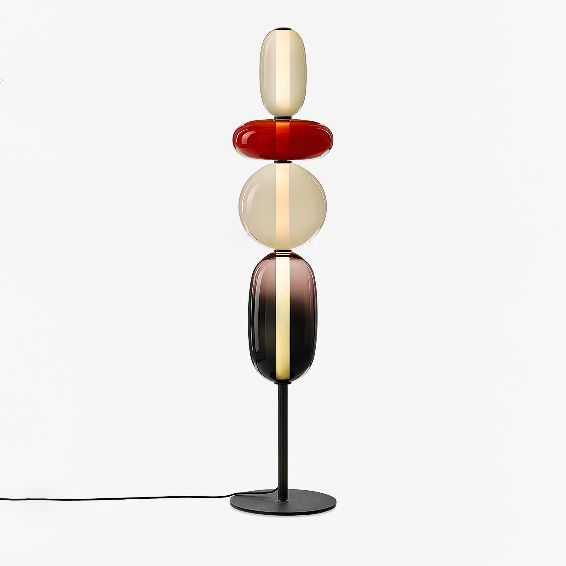 Handgeblazen Glazen Vloerlamp met Artistieke Glasclusters – Decoratief Stijlicoon met Geïntegreerde LED – Verkrijgbaar in Twee Hoogtes | Sansoti