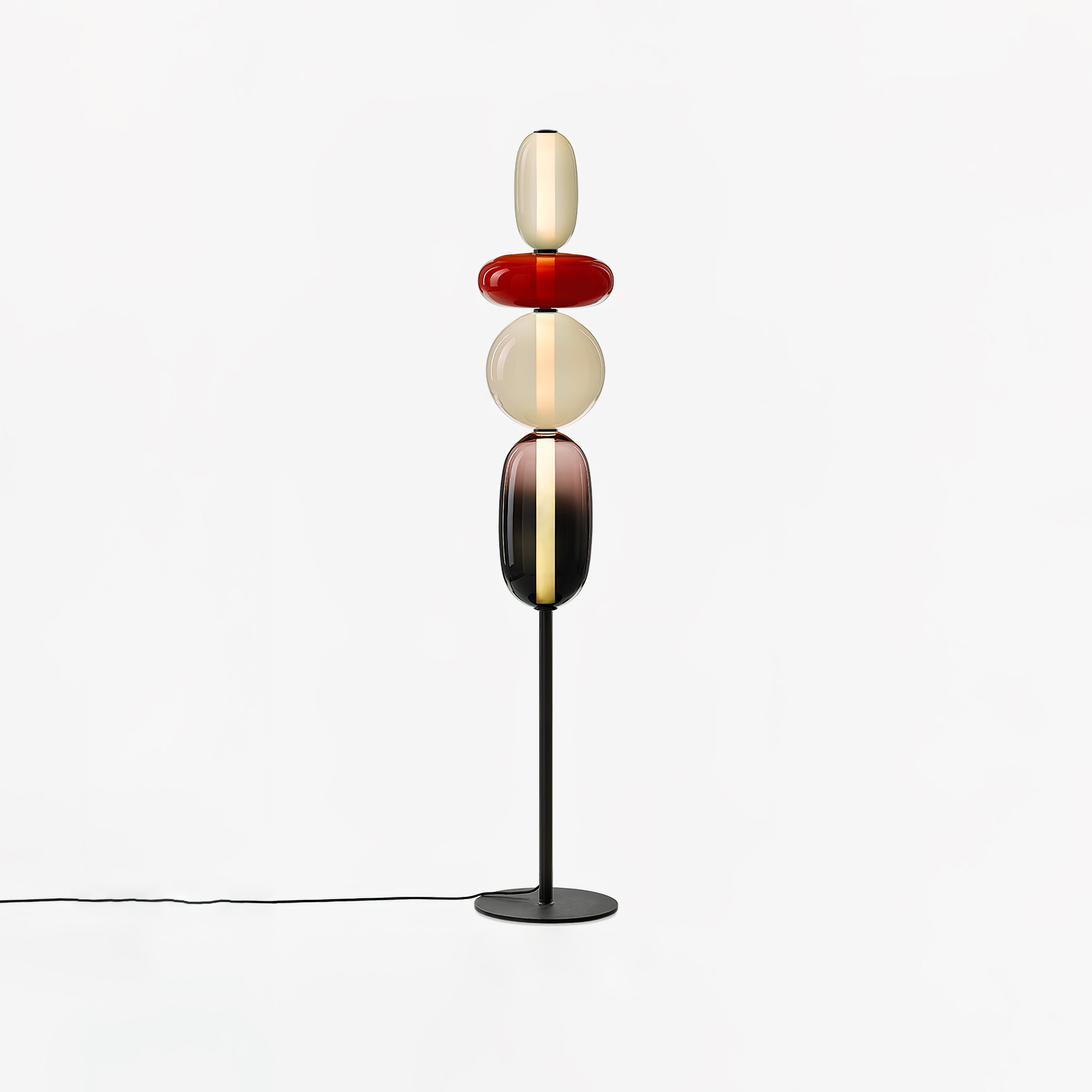 Handgeblazen Glazen Vloerlamp met Artistieke Glasclusters – Decoratief Stijlicoon met Geïntegreerde LED – Verkrijgbaar in Twee Hoogtes | Sansoti