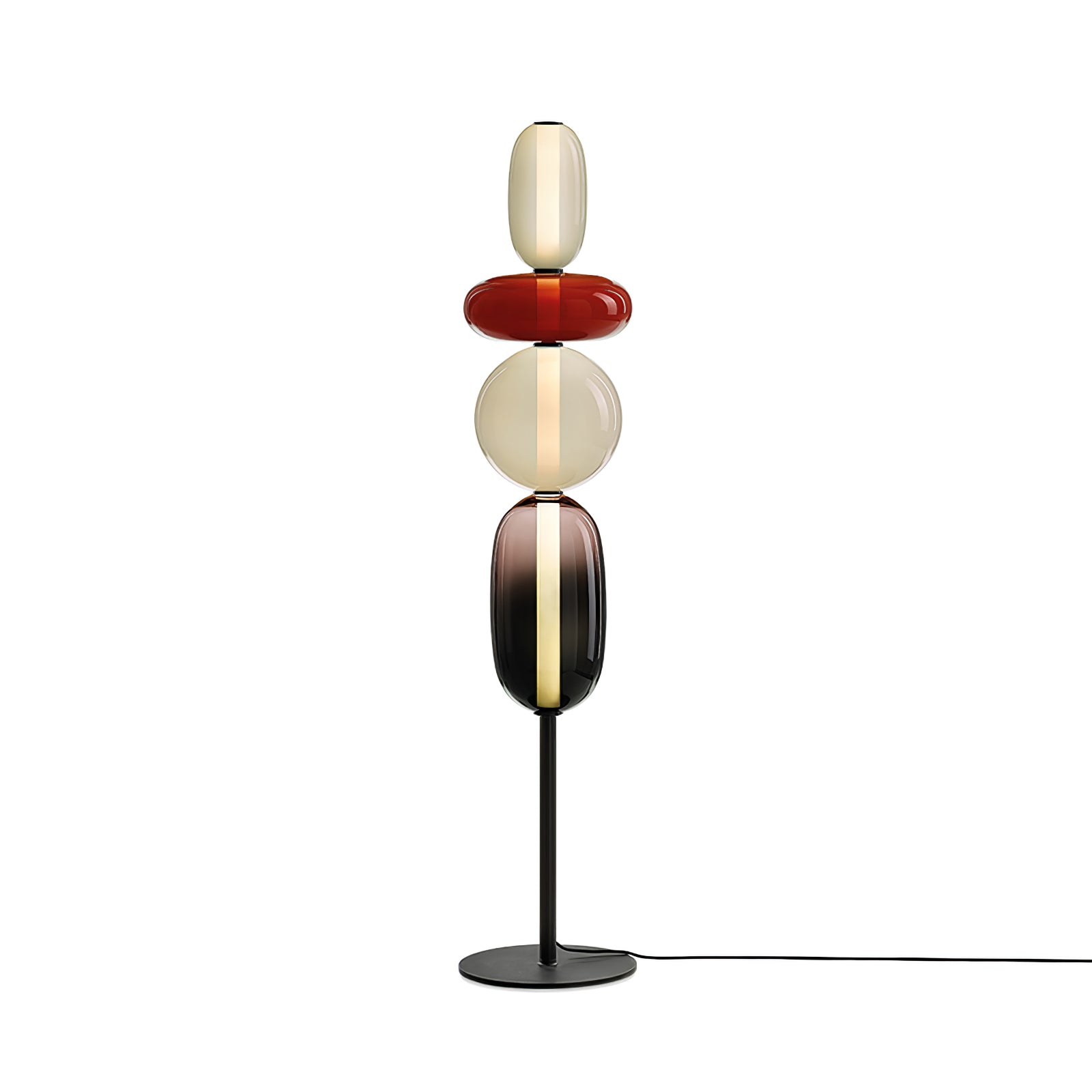 Handgeblazen Glazen Vloerlamp met Artistieke Glasclusters – Decoratief Stijlicoon met Geïntegreerde LED – Verkrijgbaar in Twee Hoogtes | Sansoti