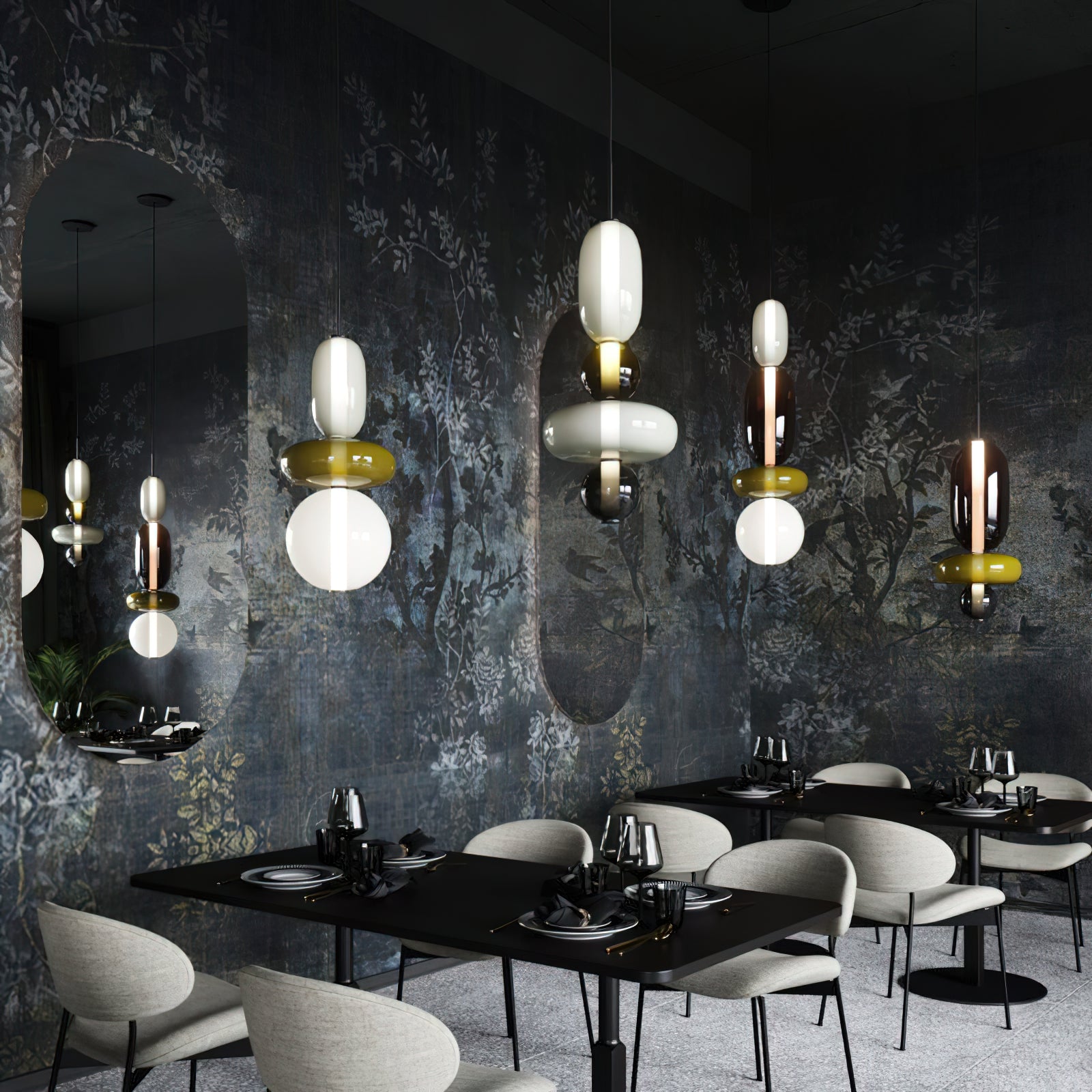 Glazen Hanglamp met Handgeblazen Kappen – Moderne Verlichting met Ambachtelijk Glaswerk | Sansoti