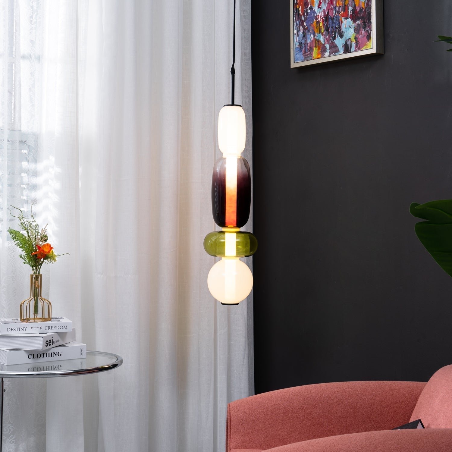 Hängelampe Farbiges Glas Acryl LED Dimmbar Metall 16-18cm 8 Modelle Wohnzimmer Esszimmer Modern | Restfield