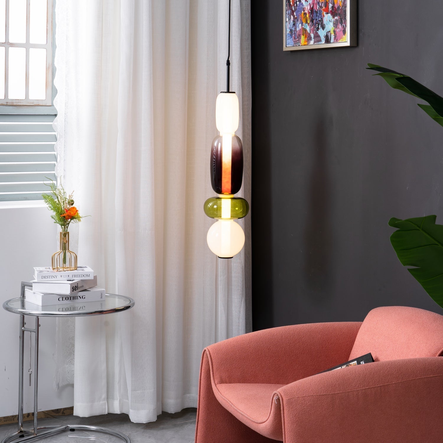 Hängelampe Farbiges Glas Acryl LED Dimmbar Metall 16-18cm 8 Modelle Wohnzimmer Esszimmer Modern | Restfield