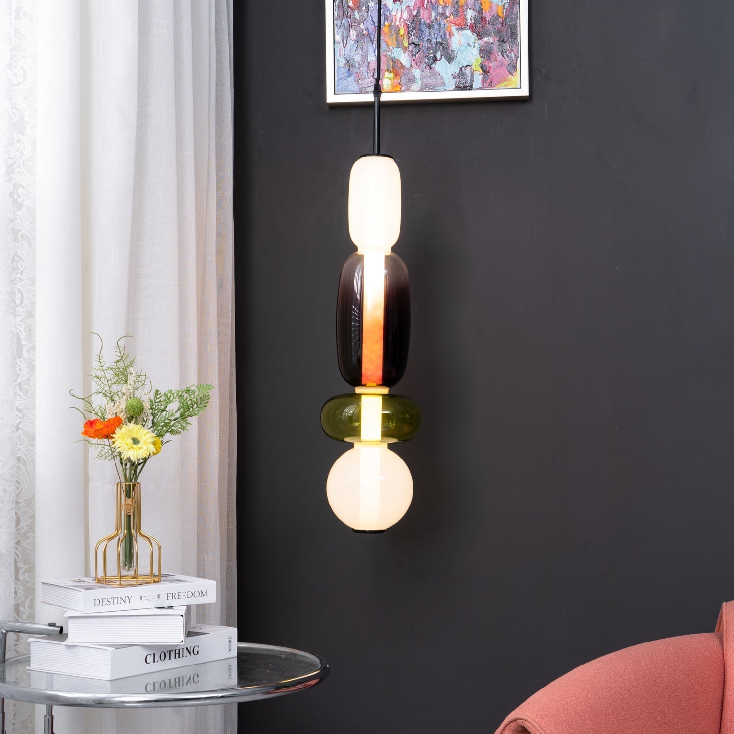 Hängelampe Farbiges Glas Acryl LED Dimmbar Metall 16-18cm 8 Modelle Wohnzimmer Esszimmer Modern | Restfield