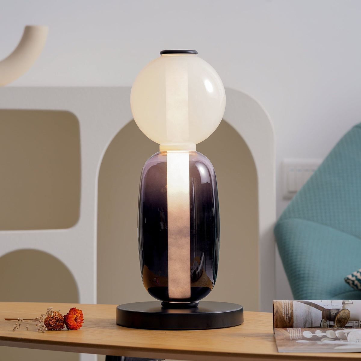 Designer Table Lamp Colored Glass Acrylic Dimmable LED Remote Control Decorative Modern Ambient Lighting Interior | Sansoti