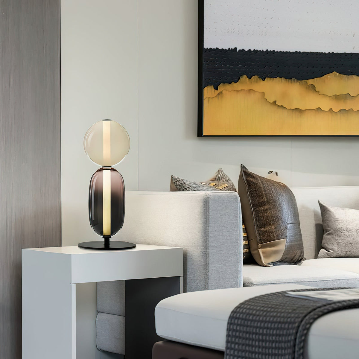 Designer Table Lamp Colored Glass Acrylic Dimmable LED Remote Control Decorative Modern Ambient Lighting Interior | Sansoti