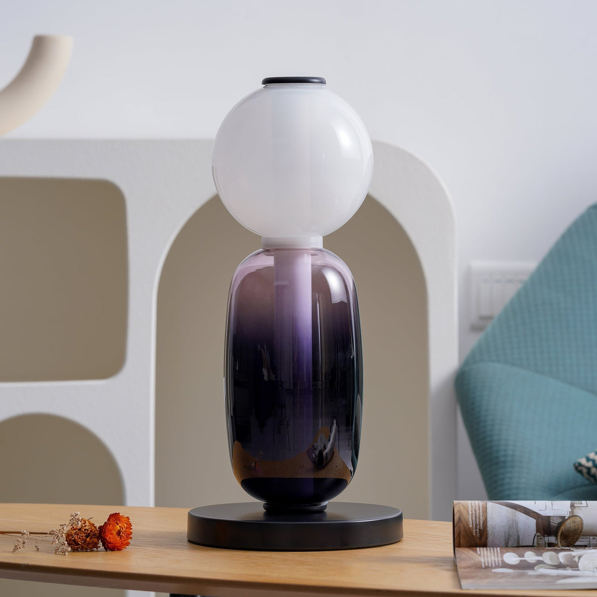 Designer Table Lamp Colored Glass Acrylic Dimmable LED Remote Control Decorative Modern Ambient Lighting Interior | Sansoti
