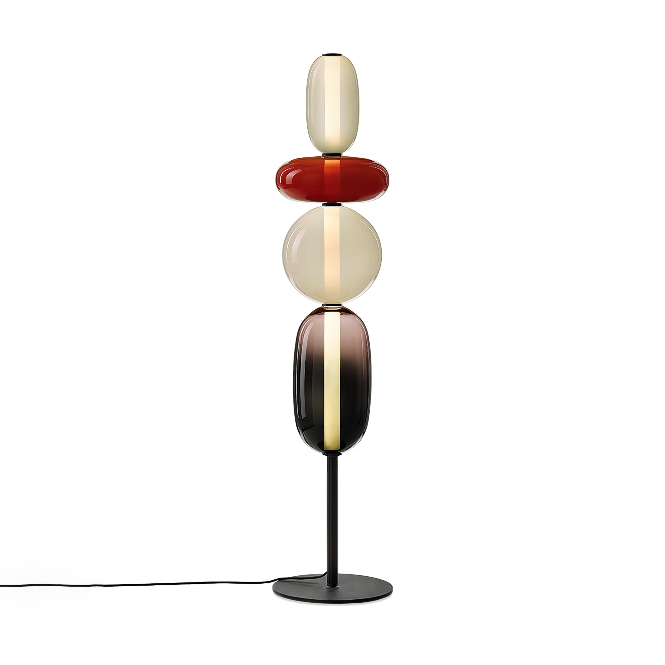 Handgeblazen Glazen Vloerlamp met Artistieke Glasclusters – Decoratief Stijlicoon met Geïntegreerde LED – Verkrijgbaar in Twee Hoogtes | Sansoti