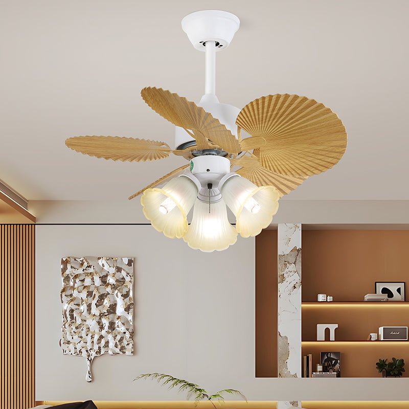 Plafondventilator met gekleurd glaslicht – Ø76cm dimbaar – 6 snelheden incl. afstandsbediening – stille motor – modern design voor woonkamer slaapkamer | Sansoti