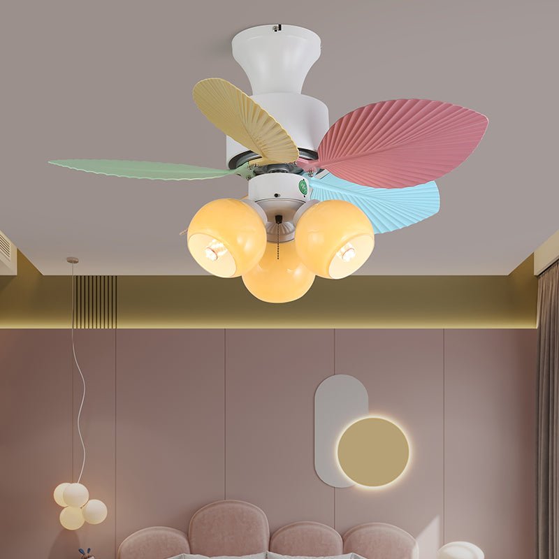 Plafondventilator met gekleurd glaslicht – Ø76cm dimbaar – 6 snelheden incl. afstandsbediening – stille motor – modern design voor woonkamer slaapkamer | Sansoti