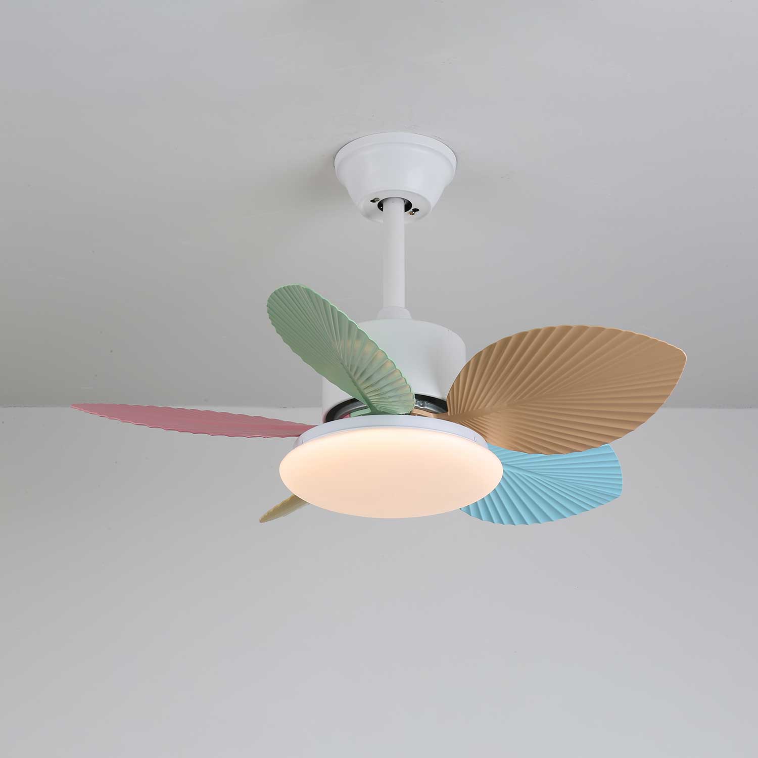 Plafondventilator met gekleurd glaslicht – Ø76cm dimbaar – 6 snelheden incl. afstandsbediening – stille motor – modern design voor woonkamer slaapkamer | Sansoti