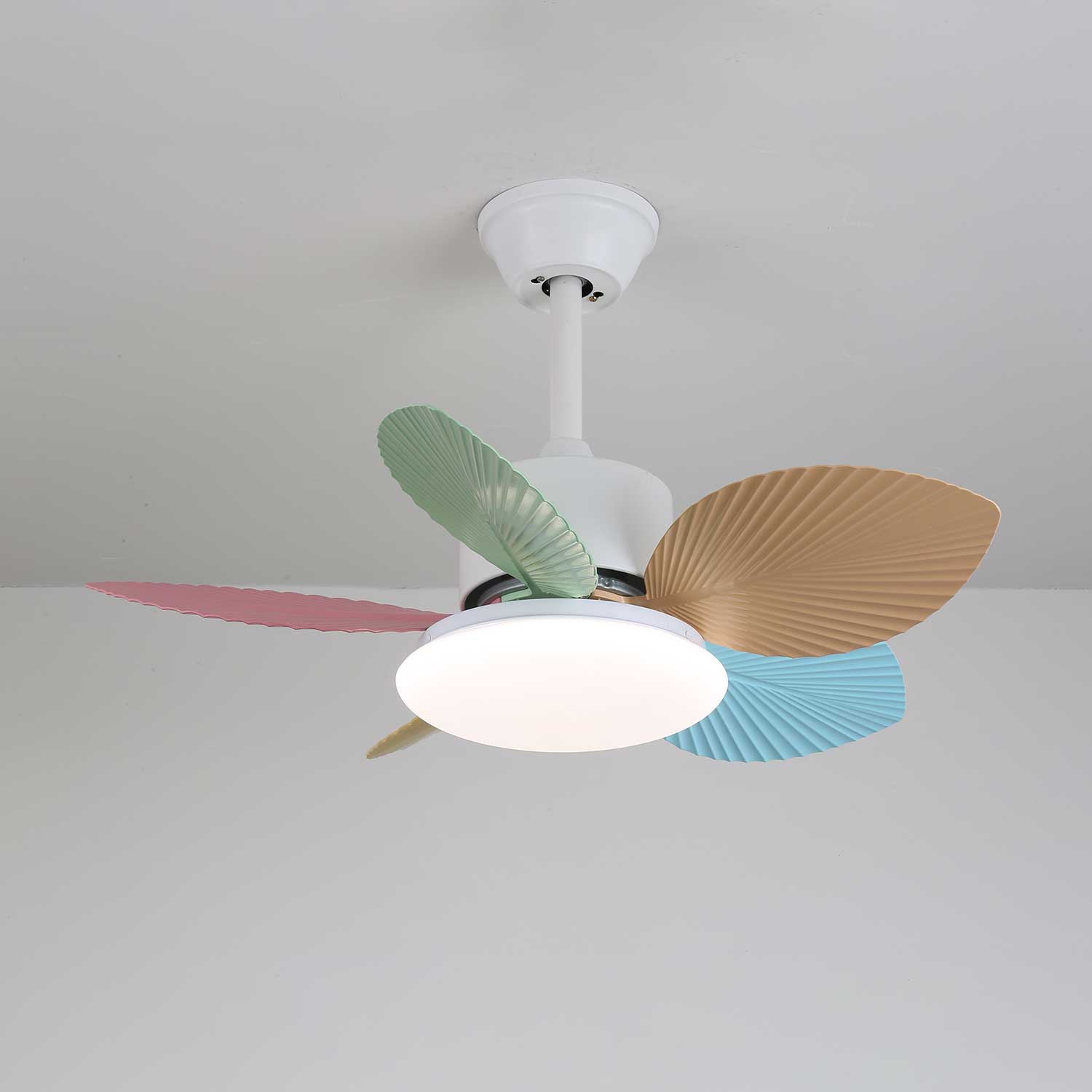 Plafondventilator met gekleurd glaslicht – Ø76cm dimbaar – 6 snelheden incl. afstandsbediening – stille motor – modern design voor woonkamer slaapkamer | Sansoti