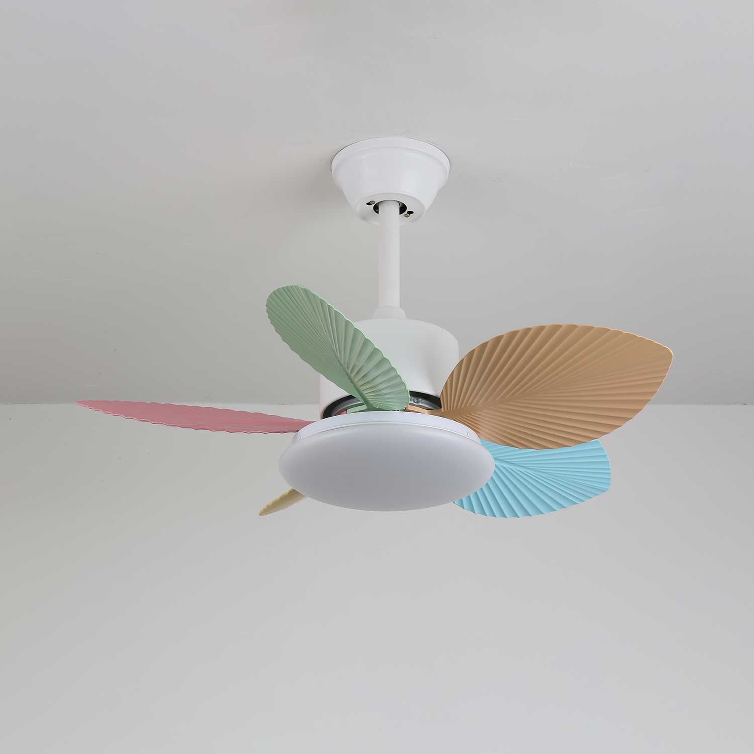 Plafondventilator met gekleurd glaslicht – Ø76cm dimbaar – 6 snelheden incl. afstandsbediening – stille motor – modern design voor woonkamer slaapkamer | Sansoti
