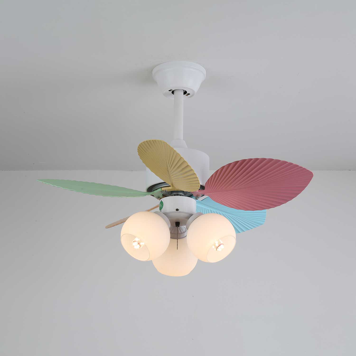 Plafondventilator met gekleurd glaslicht – Ø76cm dimbaar – 6 snelheden incl. afstandsbediening – stille motor – modern design voor woonkamer slaapkamer | Sansoti
