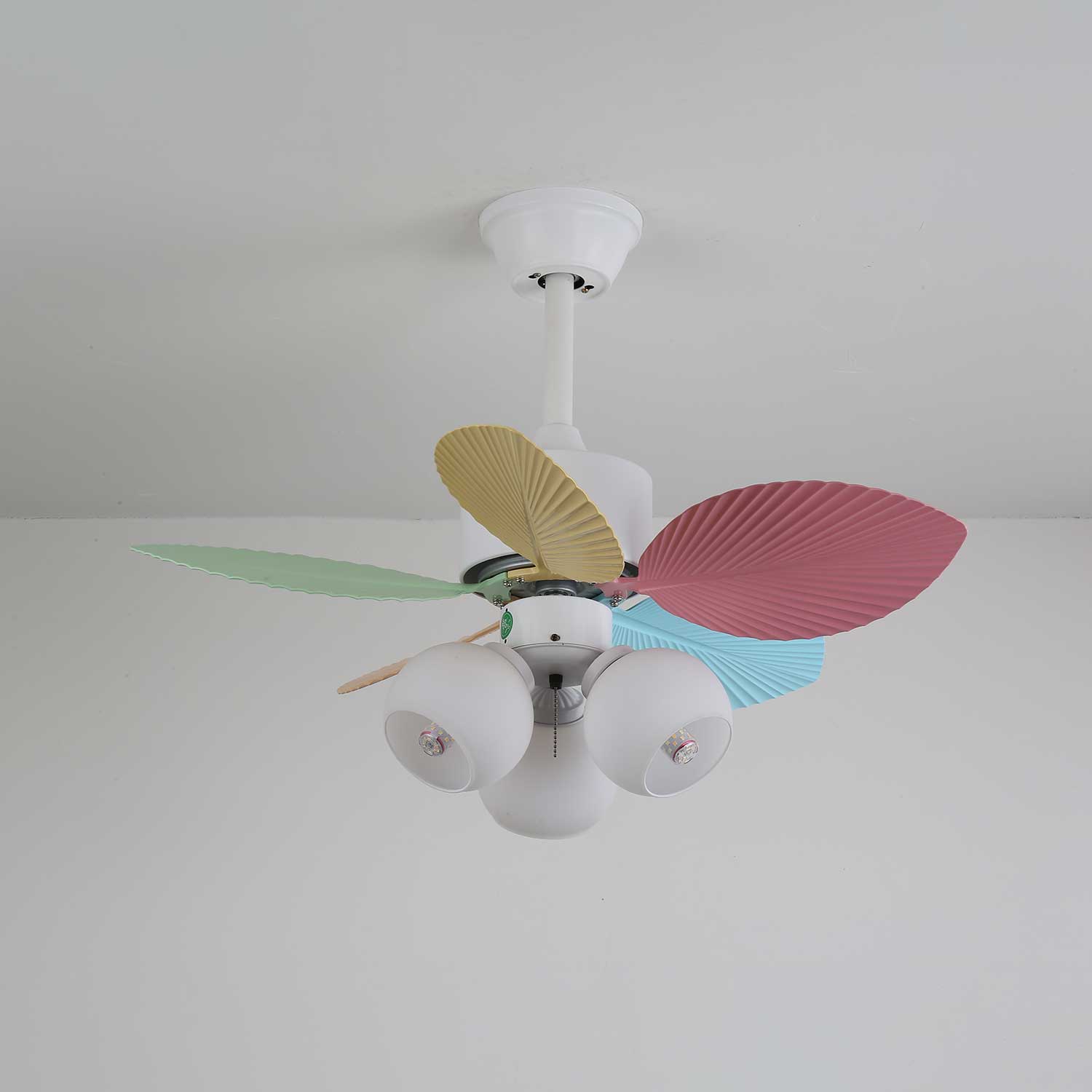 Plafondventilator met gekleurd glaslicht – Ø76cm dimbaar – 6 snelheden incl. afstandsbediening – stille motor – modern design voor woonkamer slaapkamer | Sansoti