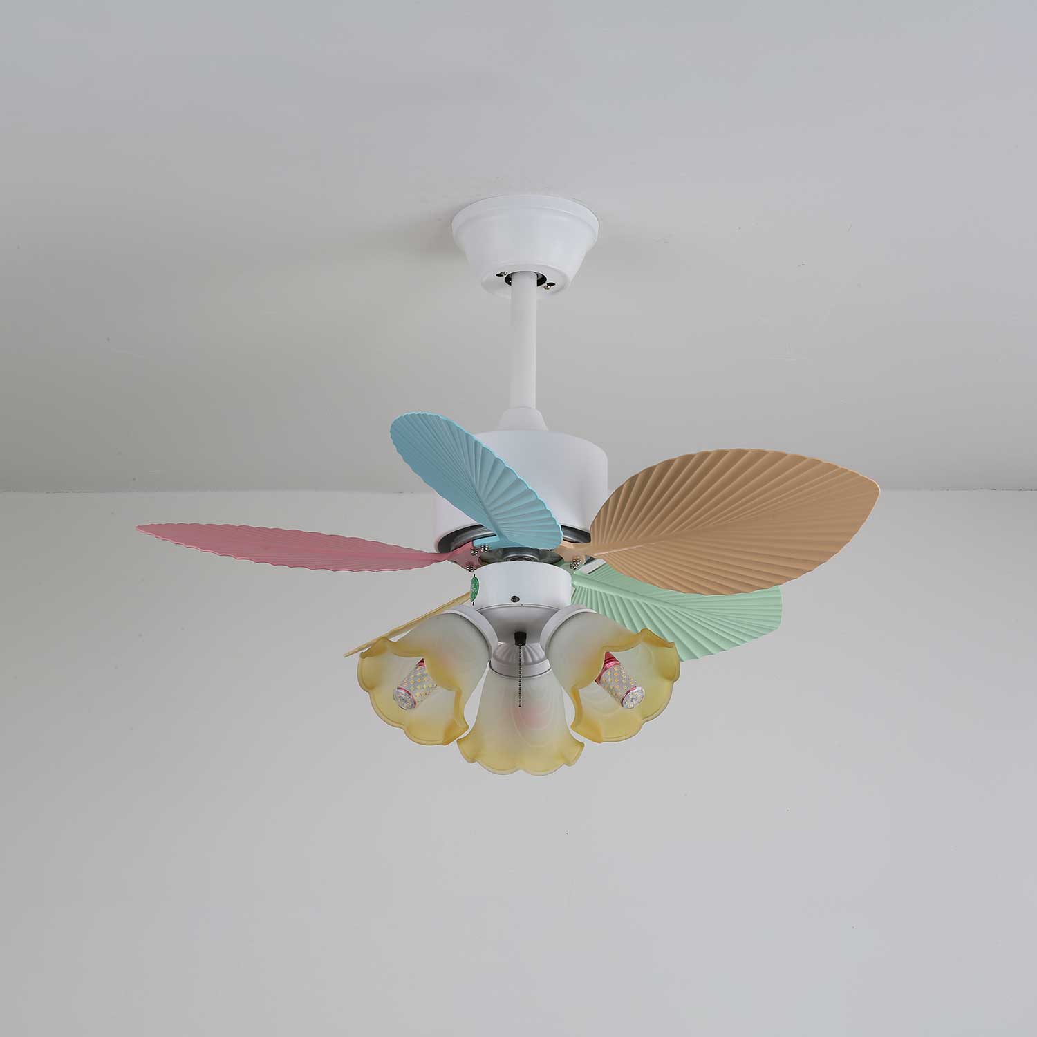 Plafondventilator met gekleurd glaslicht – Ø76cm dimbaar – 6 snelheden incl. afstandsbediening – stille motor – modern design voor woonkamer slaapkamer | Sansoti
