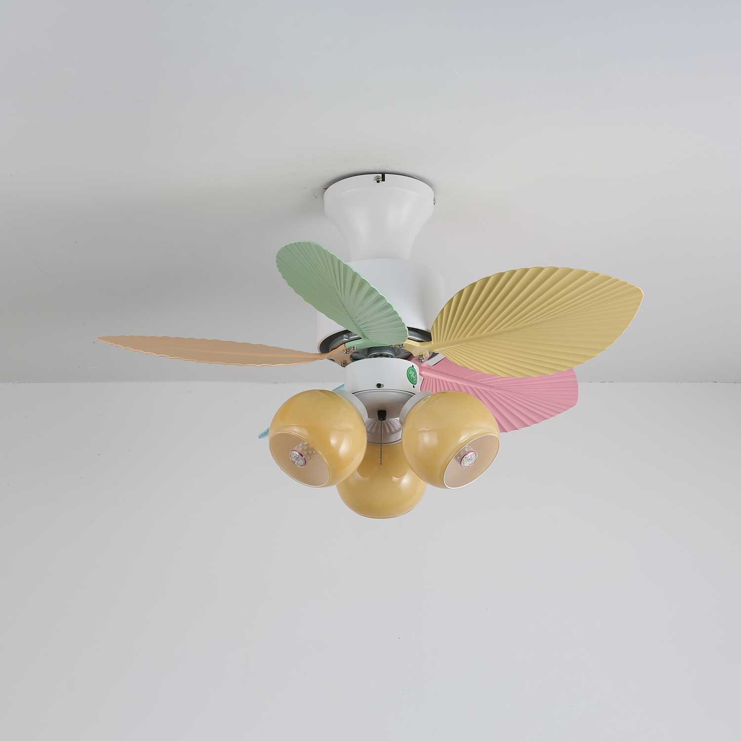 Plafondventilator met gekleurd glaslicht – Ø76cm dimbaar – 6 snelheden incl. afstandsbediening – stille motor – modern design voor woonkamer slaapkamer | Sansoti