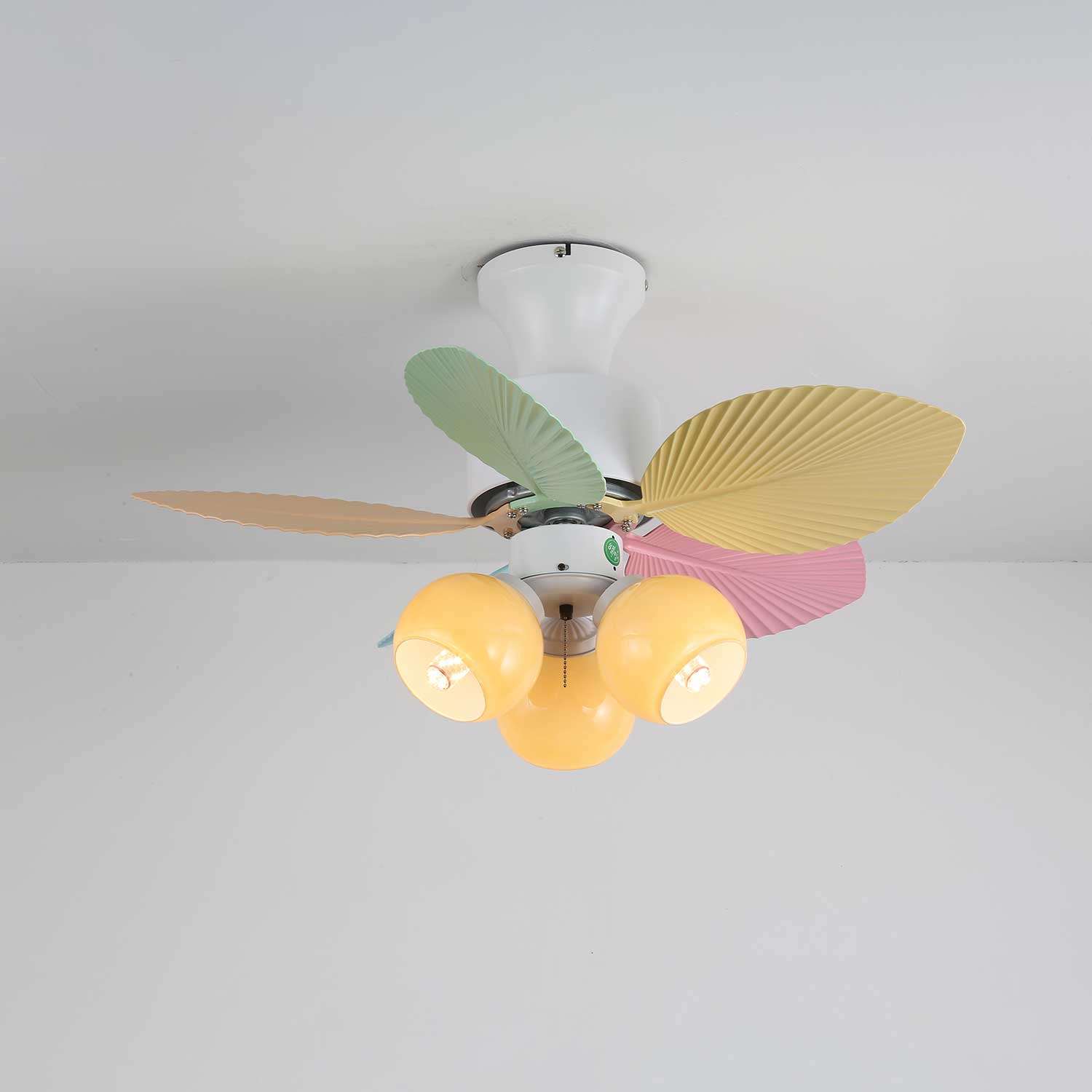 Plafondventilator met gekleurd glaslicht – Ø76cm dimbaar – 6 snelheden incl. afstandsbediening – stille motor – modern design voor woonkamer slaapkamer | Sansoti