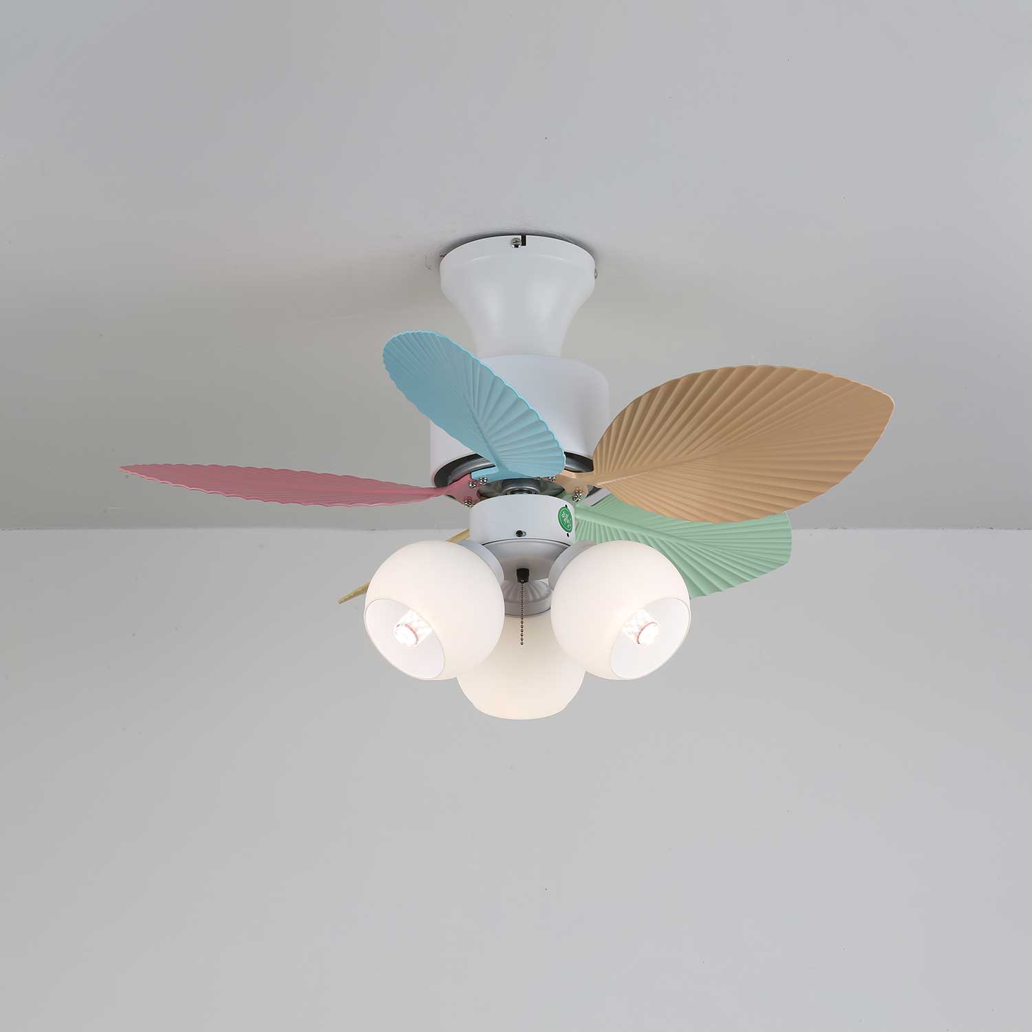 Plafondventilator met gekleurd glaslicht – Ø76cm dimbaar – 6 snelheden incl. afstandsbediening – stille motor – modern design voor woonkamer slaapkamer | Sansoti