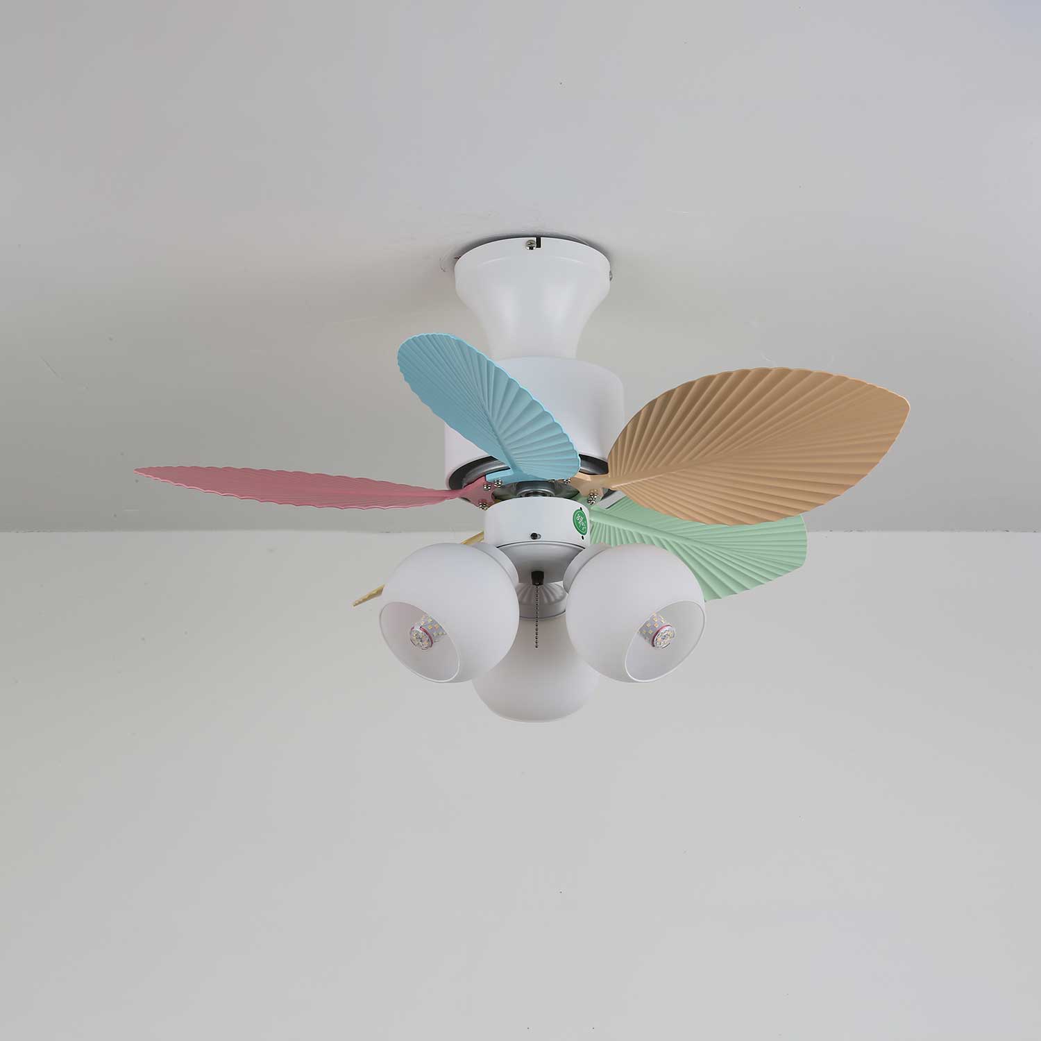Plafondventilator met gekleurd glaslicht – Ø76cm dimbaar – 6 snelheden incl. afstandsbediening – stille motor – modern design voor woonkamer slaapkamer | Sansoti