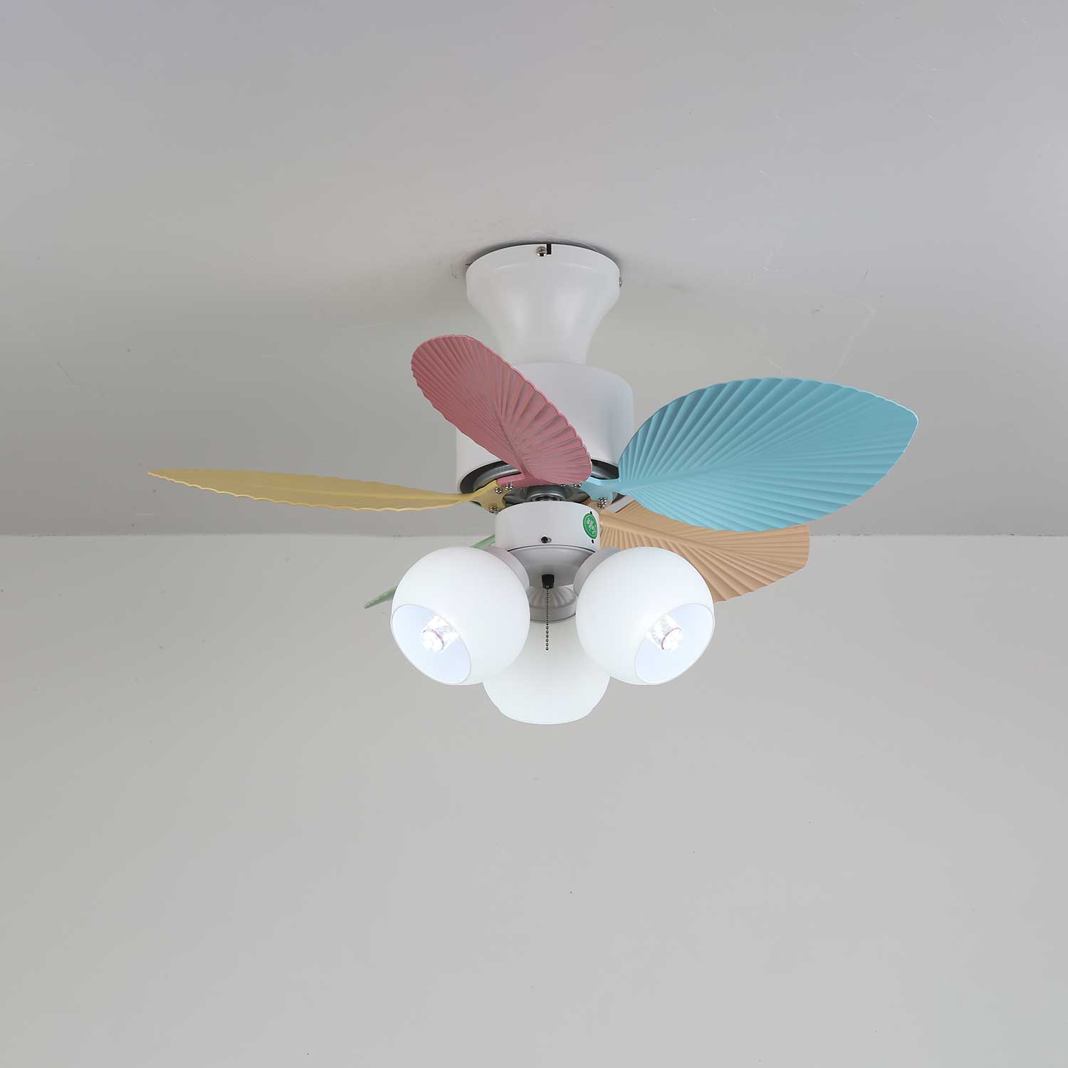 Plafondventilator met gekleurd glaslicht – Ø76cm dimbaar – 6 snelheden incl. afstandsbediening – stille motor – modern design voor woonkamer slaapkamer | Sansoti