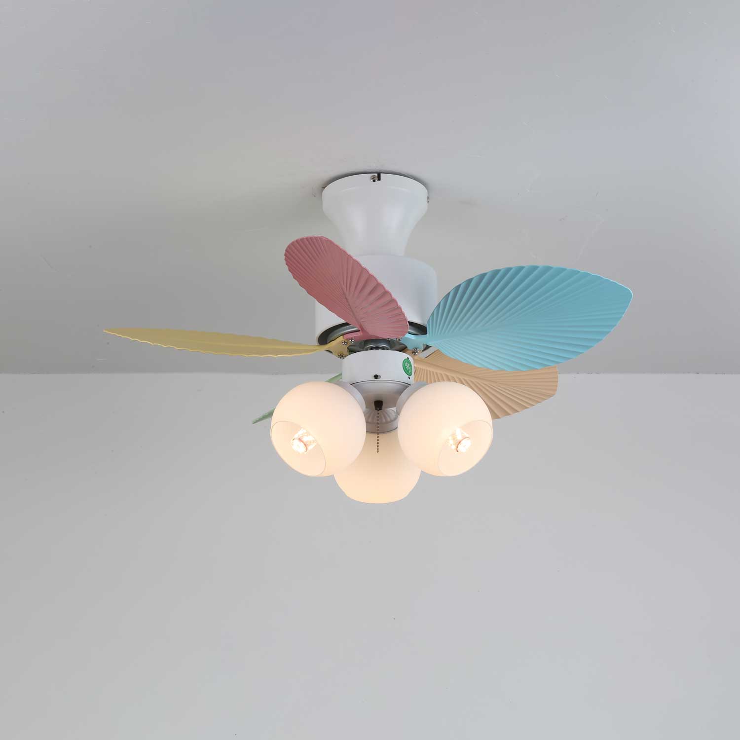 Plafondventilator met gekleurd glaslicht – Ø76cm dimbaar – 6 snelheden incl. afstandsbediening – stille motor – modern design voor woonkamer slaapkamer | Sansoti