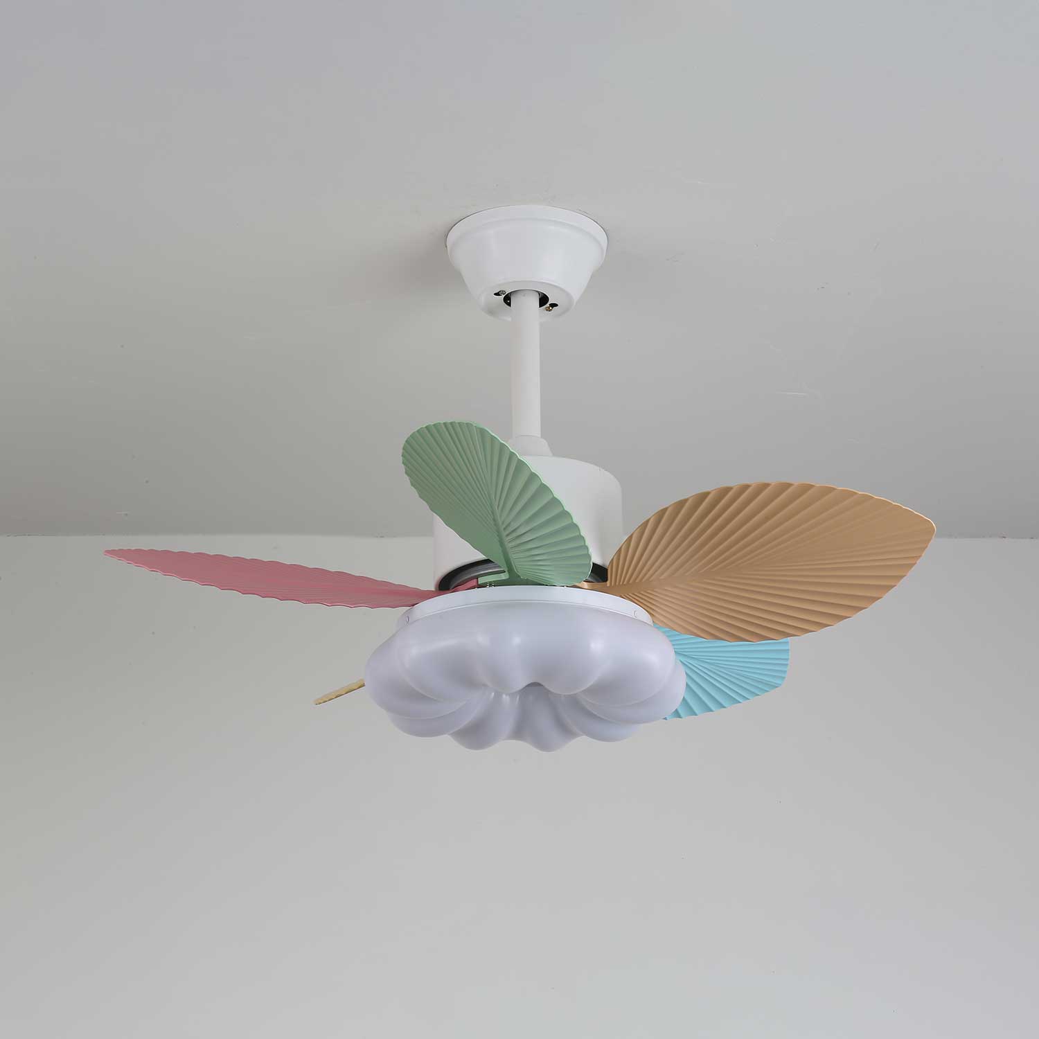 Plafondventilator met gekleurd glaslicht – Ø76cm dimbaar – 6 snelheden incl. afstandsbediening – stille motor – modern design voor woonkamer slaapkamer | Sansoti