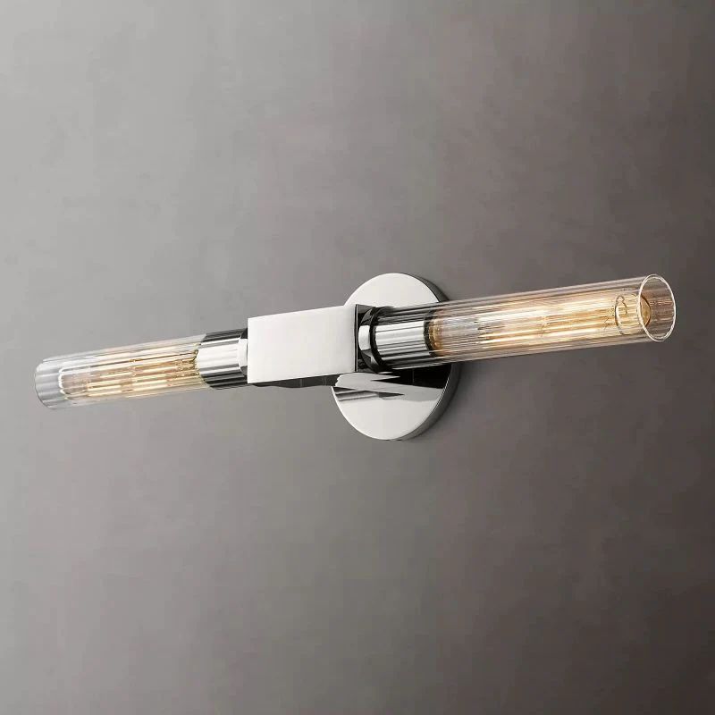 Glass Wall Light, Linear Design, Brass, Black, Nickel, Dimmable, Ambient, Living Room, Bedroom, Hallway, Entryway Lighting | Sansoti
