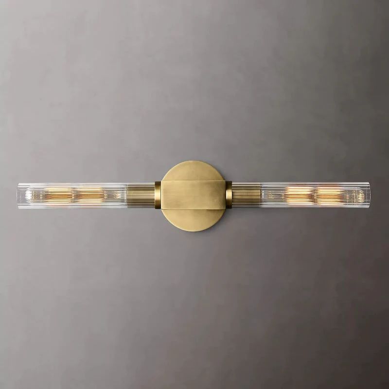 Glass Wall Light, Linear Design, Brass, Black, Nickel, Dimmable, Ambient, Living Room, Bedroom, Hallway, Entryway Lighting | Sansoti