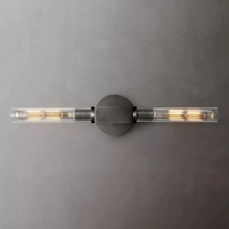 Glass Wall Light, Linear Design, Brass, Black, Nickel, Dimmable, Ambient, Living Room, Bedroom, Hallway, Entryway Lighting | Sansoti