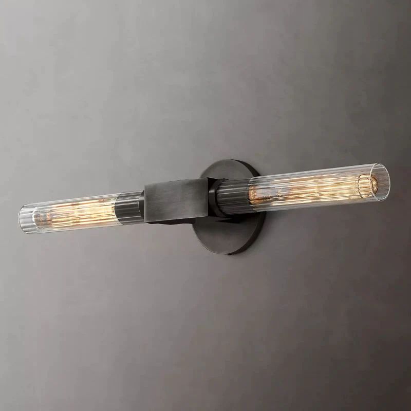 Glass Wall Light, Linear Design, Brass, Black, Nickel, Dimmable, Ambient, Living Room, Bedroom, Hallway, Entryway Lighting | Sansoti