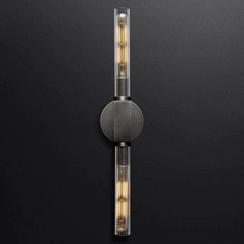 Glass Wall Light, Linear Design, Brass, Black, Nickel, Dimmable, Ambient, Living Room, Bedroom, Hallway, Entryway Lighting | Sansoti