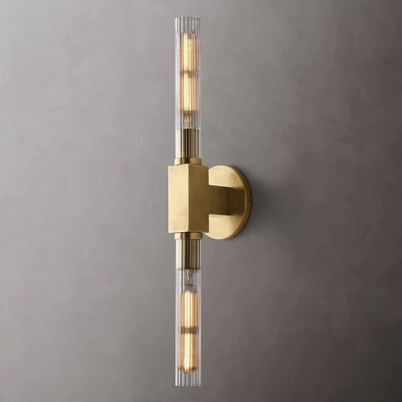 Glass Wall Light, Linear Design, Brass, Black, Nickel, Dimmable, Ambient, Living Room, Bedroom, Hallway, Entryway Lighting | Sansoti