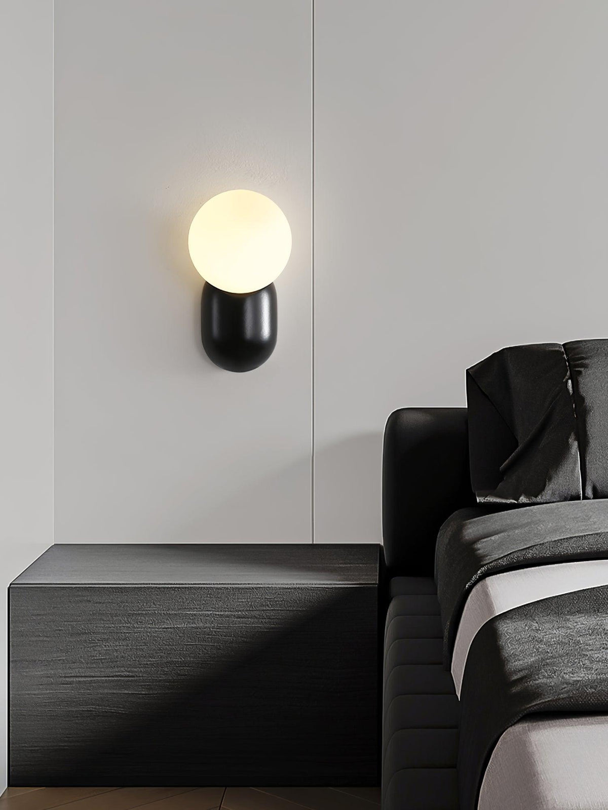 Applique murale à boule en verre et résine, éclairage minimaliste pour entrée, salle de bains, chambre et salon | Sansoti