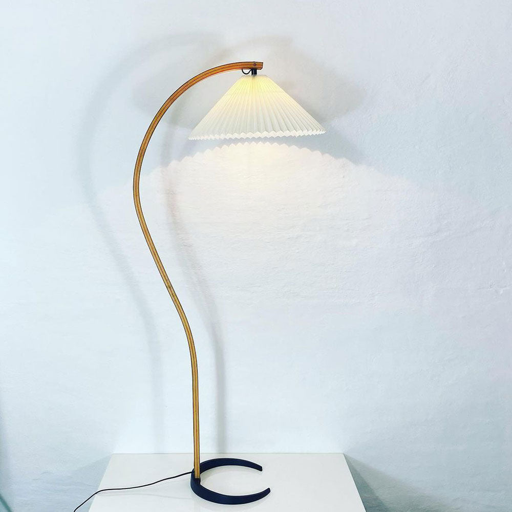 Lampadaire Arche Bois de Hêtre Abat-jour Lin Rétro Salon | Restfield