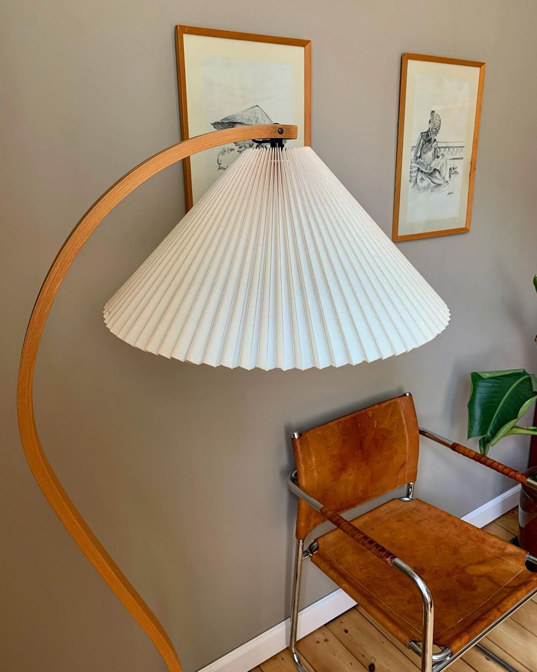 Lampadaire Arche Bois de Hêtre Abat-jour Lin Rétro Salon | Restfield