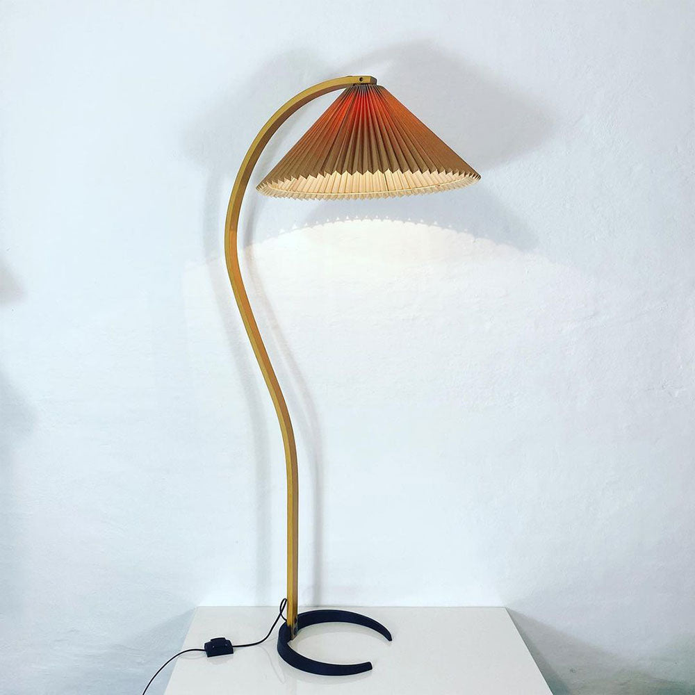 Lampadaire Arche Bois de Hêtre Abat-jour Lin Rétro Salon | Restfield