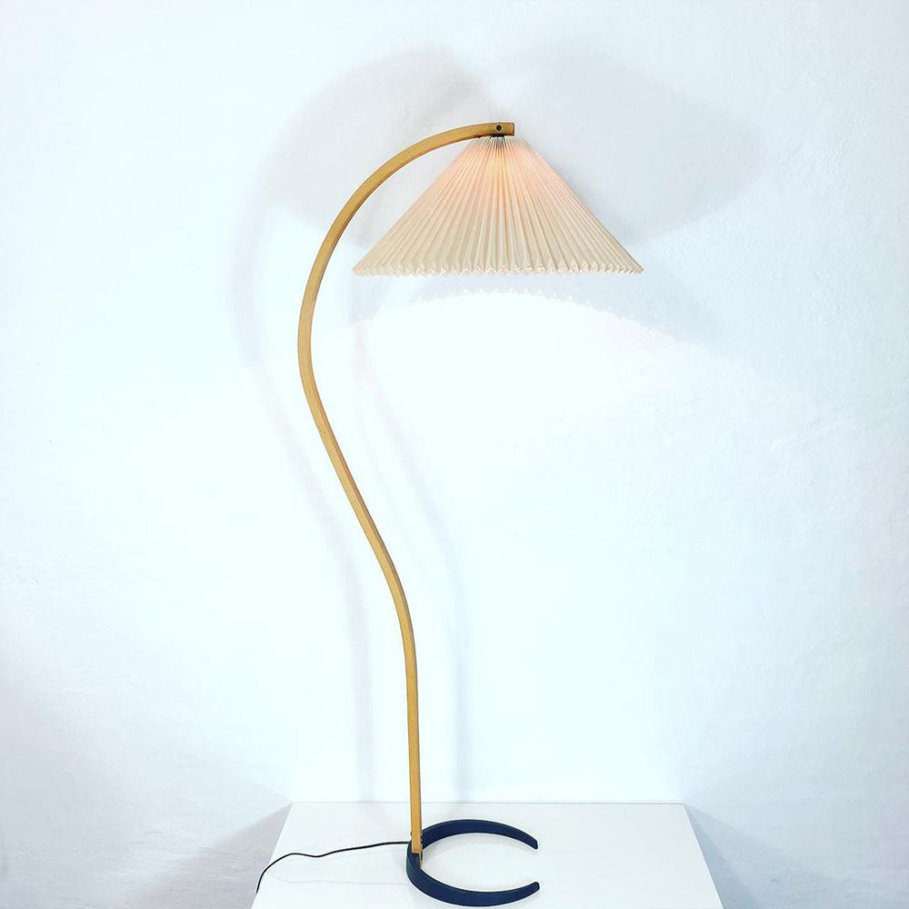 Lampadaire Arche Bois de Hêtre Abat-jour Lin Rétro Salon | Restfield