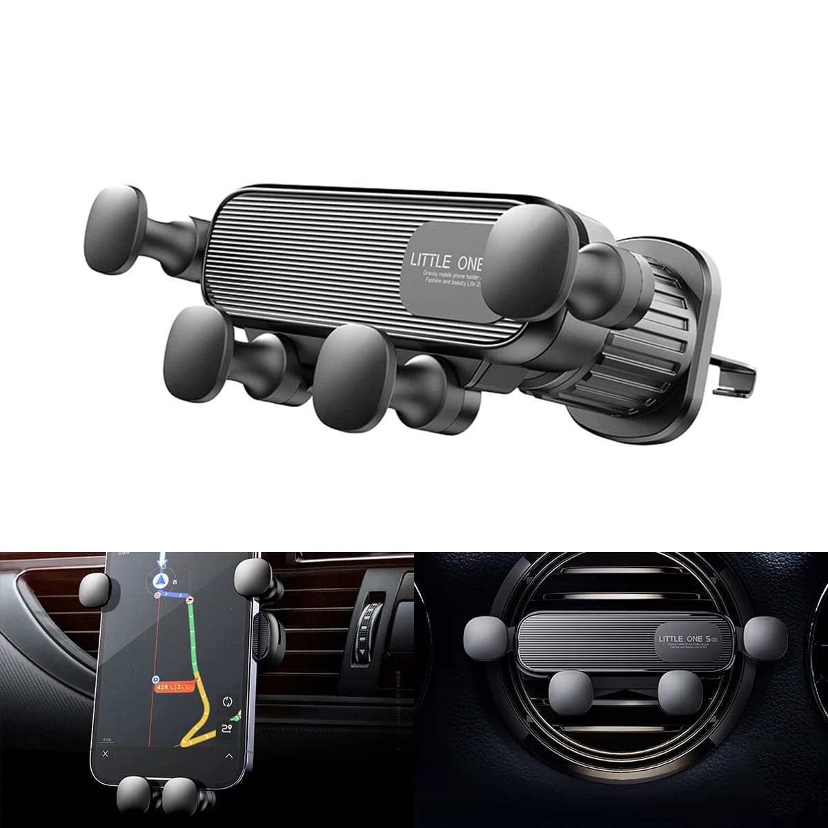 Telefoonhouder Auto Ventilatierooster Universeel 5-Punts Klemhouder Zwart Zilver Rood Wit Smartphone | Sansoti
