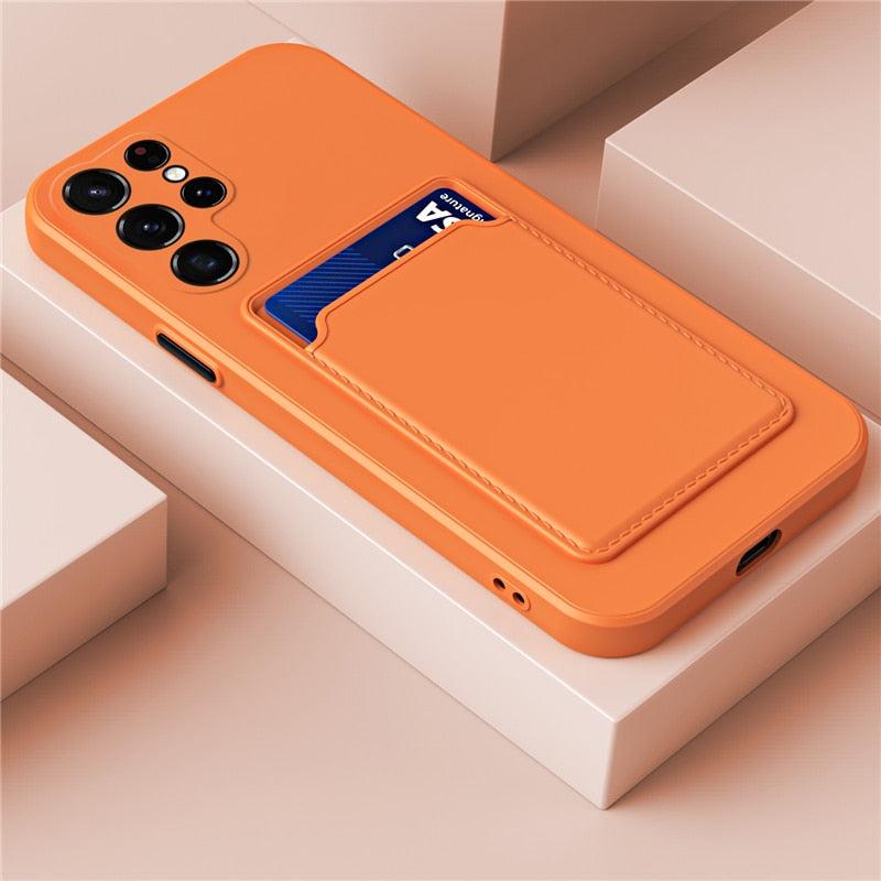 Phone Case with Card Slot, Silicone Protection, Shock-Absorbing Card Holder, Smartphone Card Wallet | Sansoti