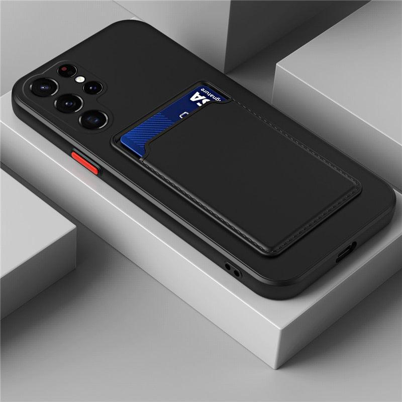 Phone Case with Card Slot, Silicone Protection, Shock-Absorbing Card Holder, Smartphone Card Wallet | Sansoti