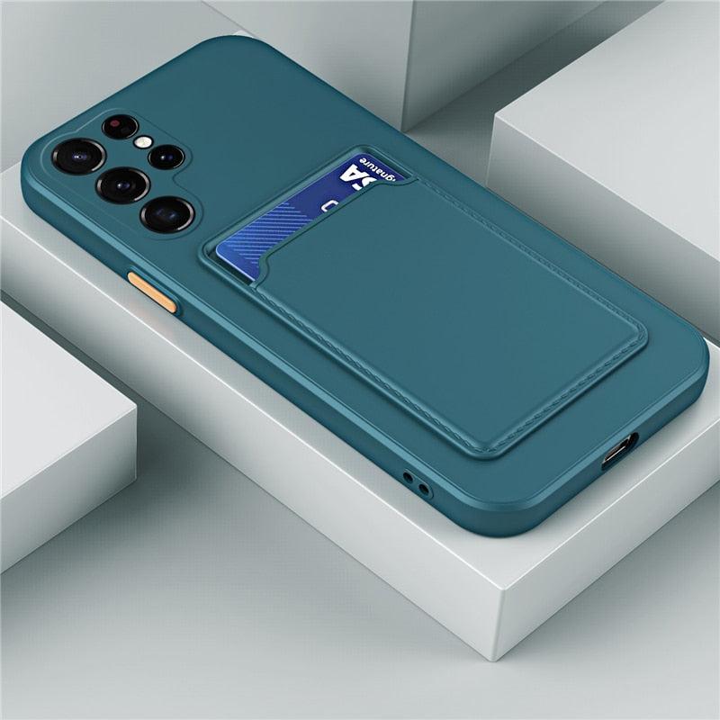 Phone Case with Card Slot, Silicone Protection, Shock-Absorbing Card Holder, Smartphone Card Wallet | Sansoti