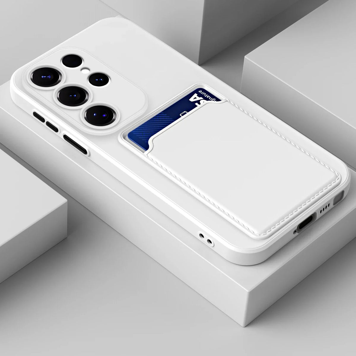 Phone Case with Card Slot, Silicone Protection, Shock-Absorbing Card Holder, Smartphone Card Wallet | Sansoti