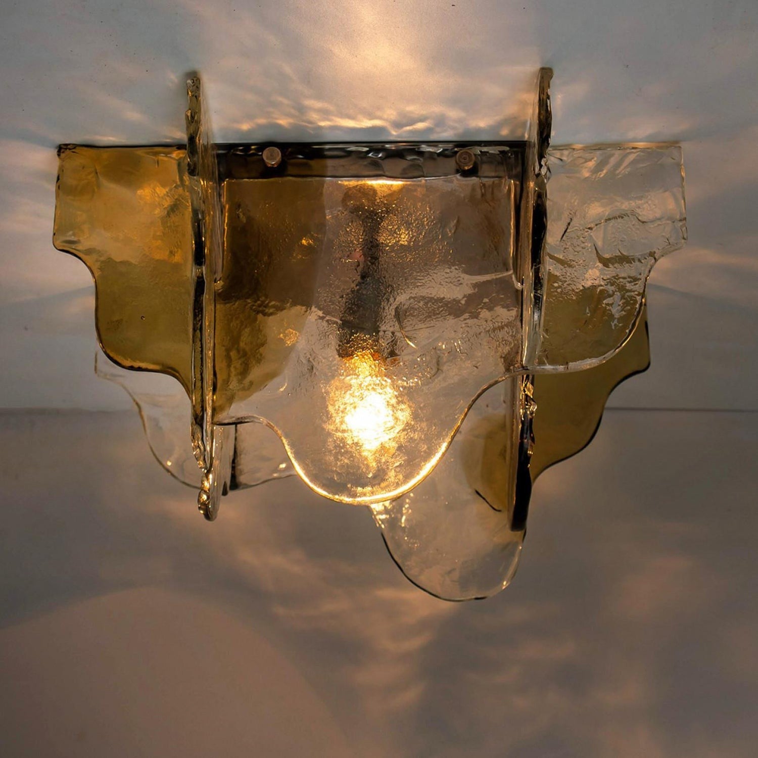 Plafondlamp Handgeblazen Glas Murano Stijl Smoke Gray Amber Clear | Sansoti