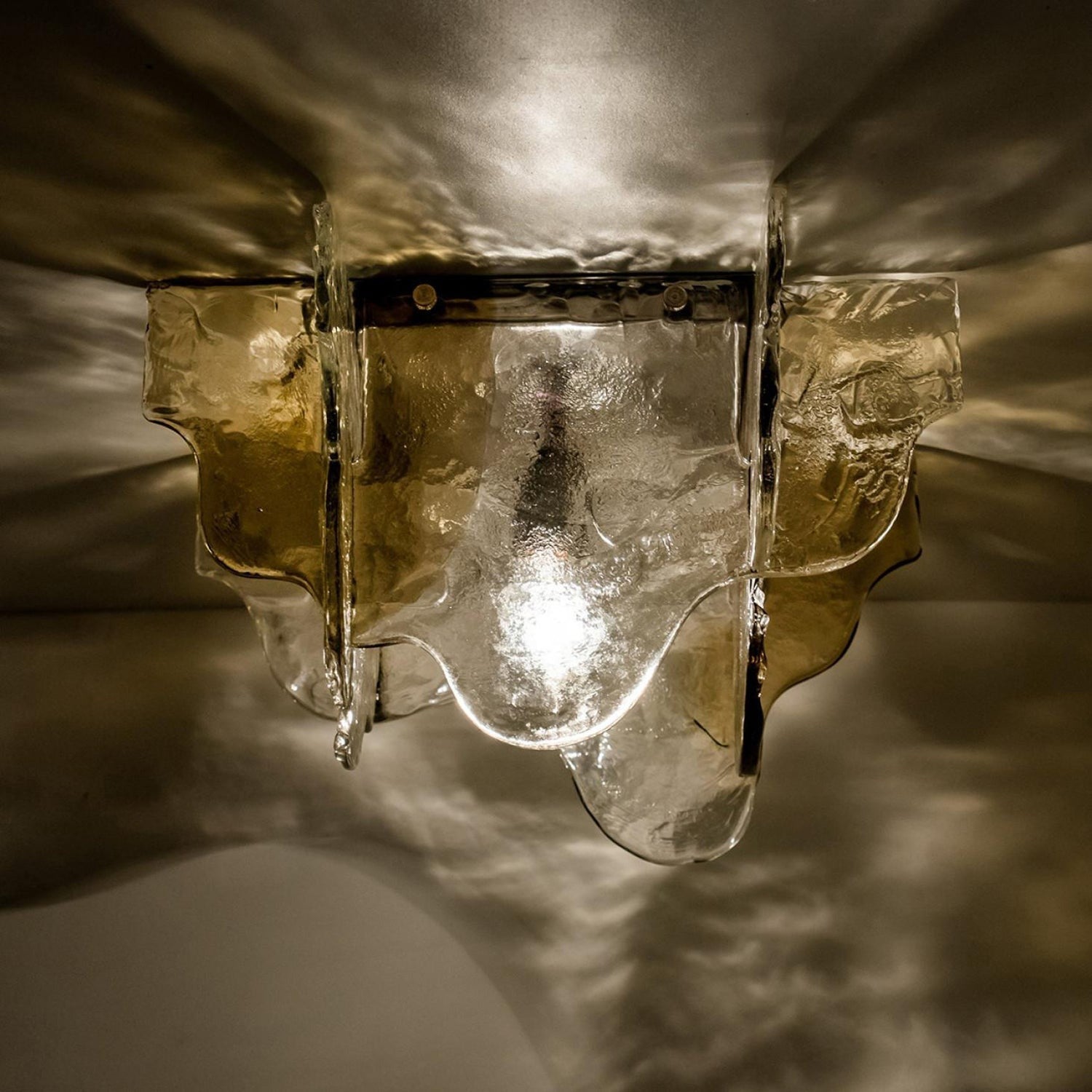 Plafondlamp Handgeblazen Glas Murano Stijl Smoke Gray Amber Clear | Sansoti