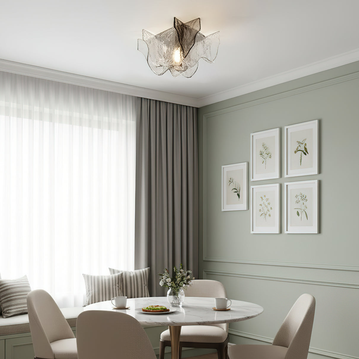 Plafondlamp Handgeblazen Glas Murano Stijl Smoke Gray Amber Clear | Sansoti