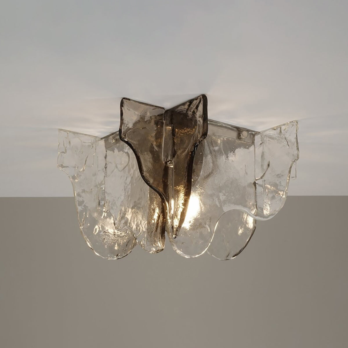 Plafondlamp Handgeblazen Glas Murano Stijl Smoke Gray Amber Clear | Sansoti