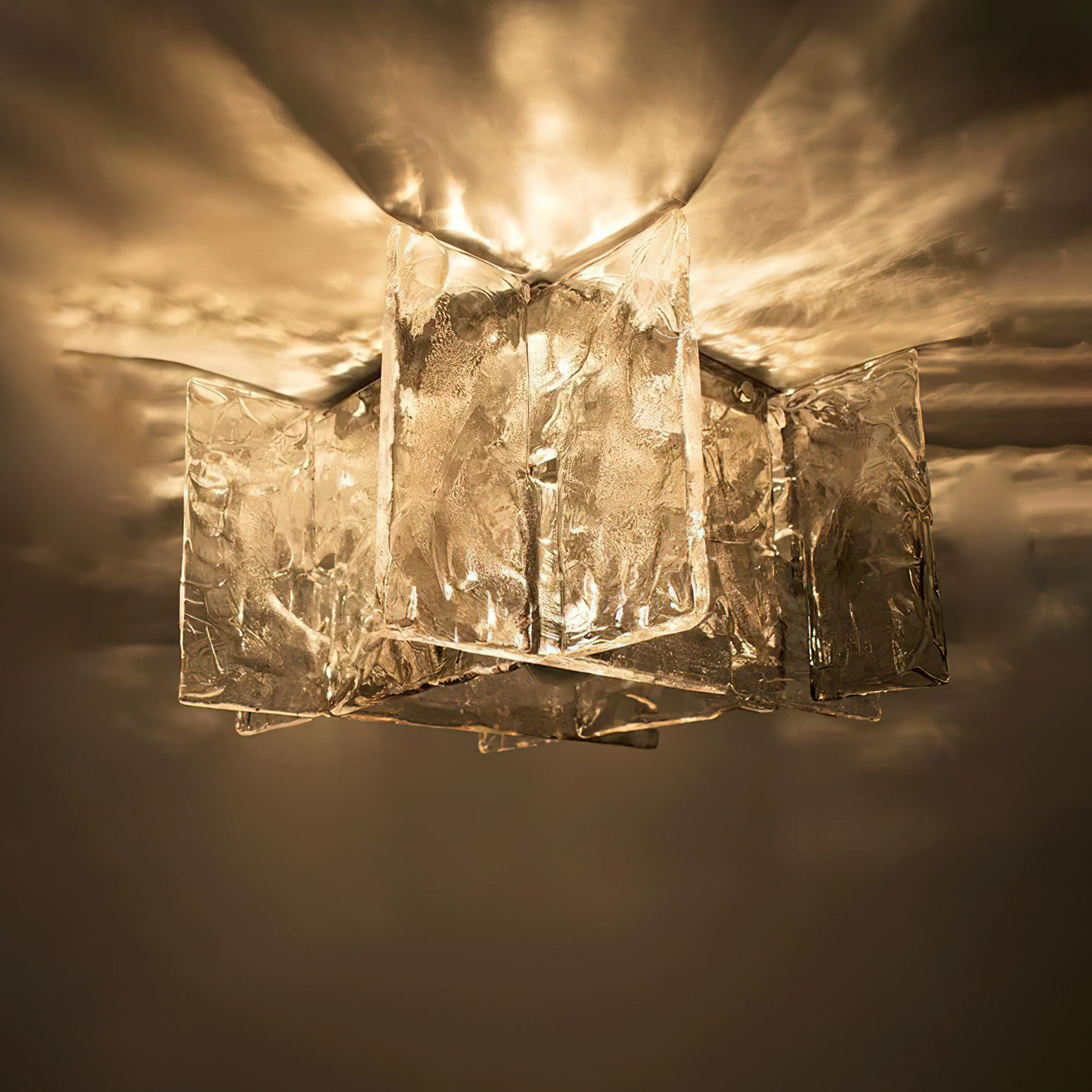 Moderne Plafondlamp met IJseffect Glas – Dimbaar E26/E27 – Ø30cm | Sansoti