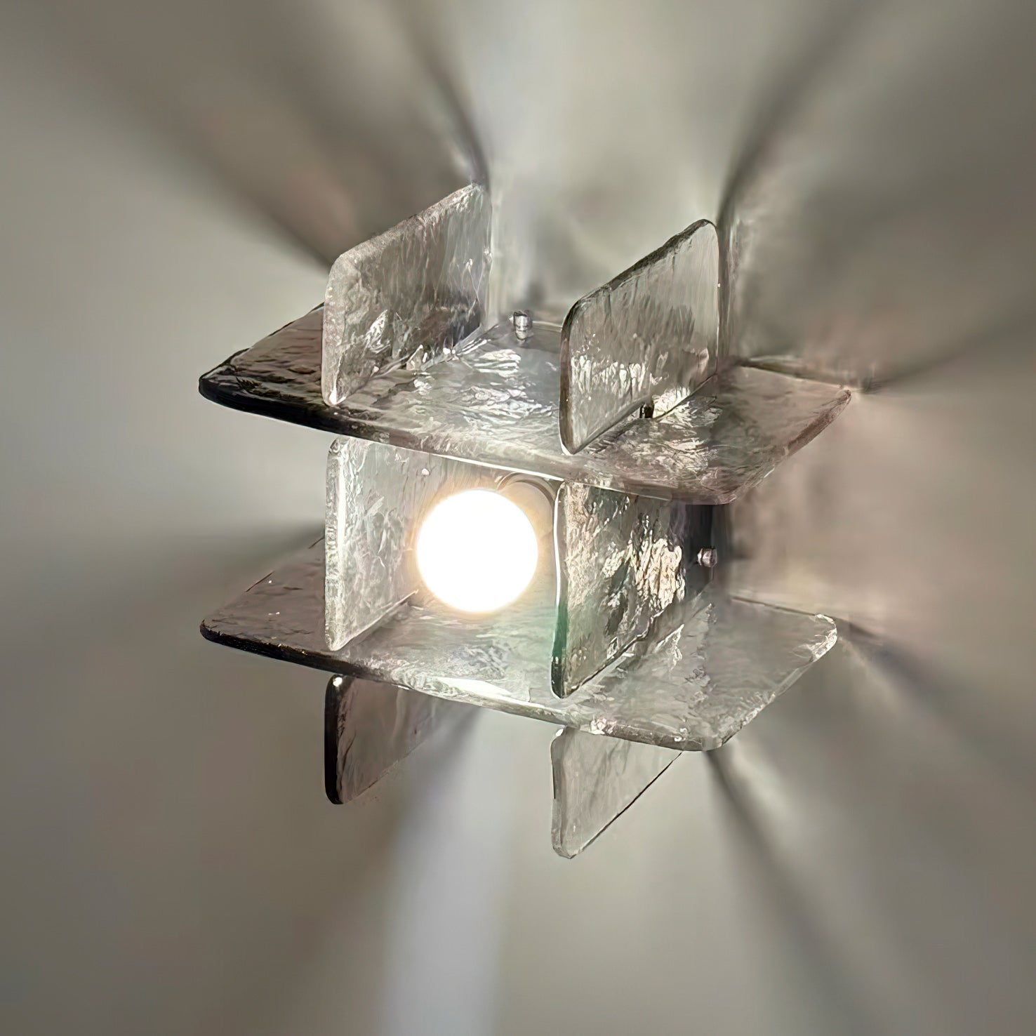 Moderne Plafondlamp met IJseffect Glas – Dimbaar E26/E27 – Ø30cm | Sansoti