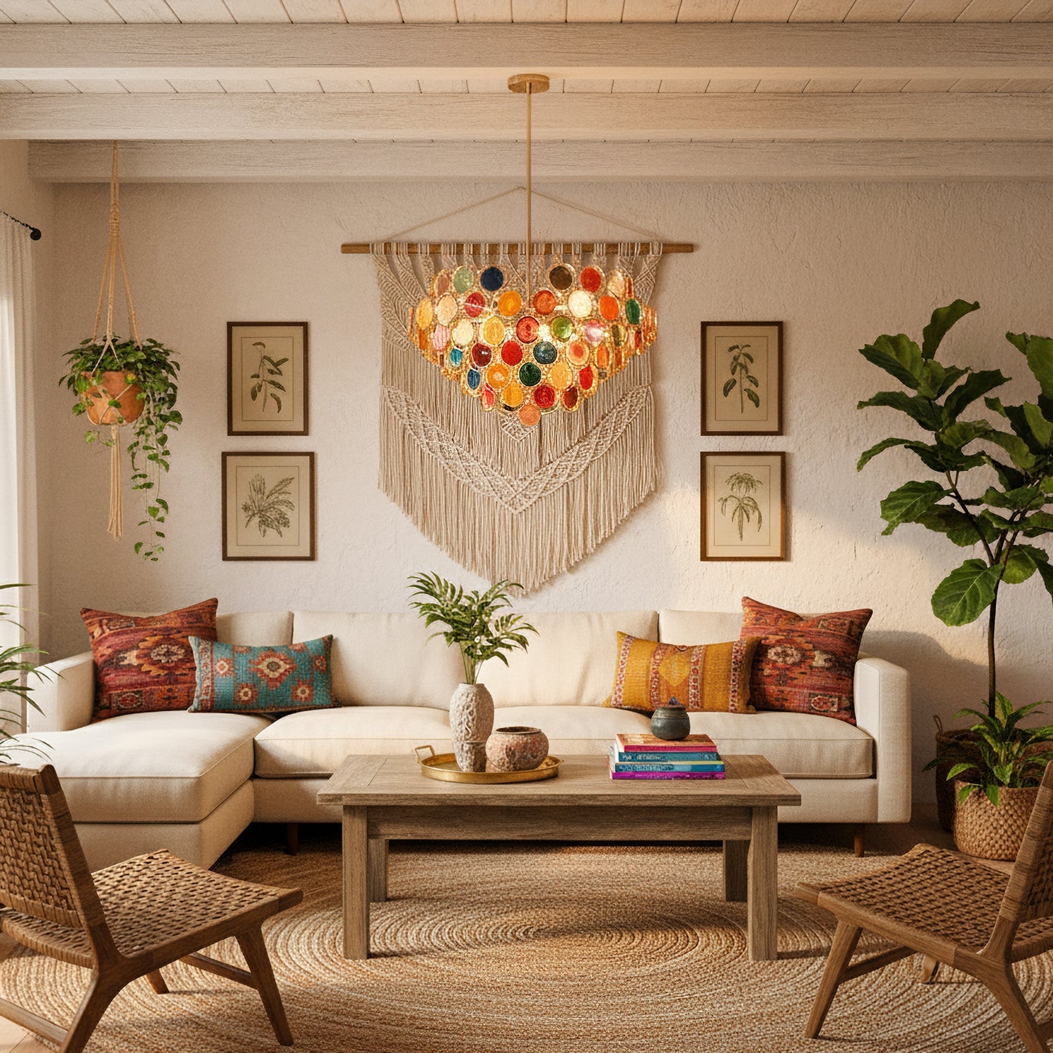 Agaat Kroonluchter – Natuursteen Hanglamp met Goudkleurige Montage – Echt Braziliaans Agaat Verlicht | Sansoti